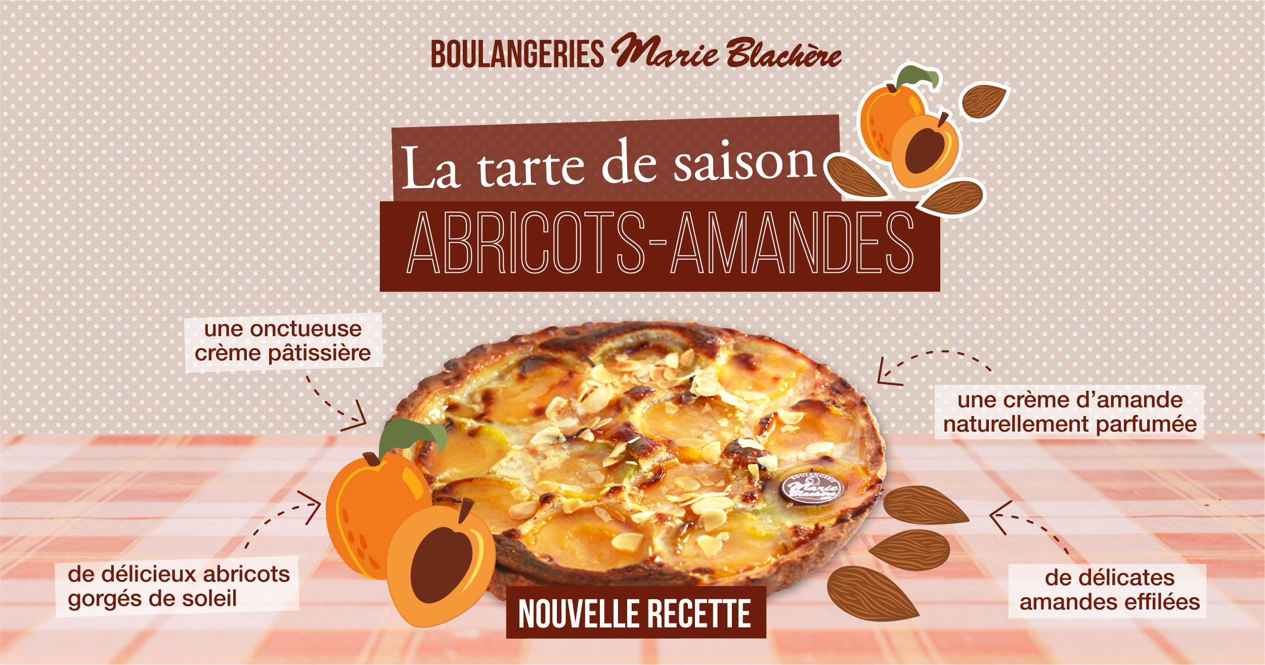 Boulangerie Marie Blachère Post Tarte de saison Abricots Amandes