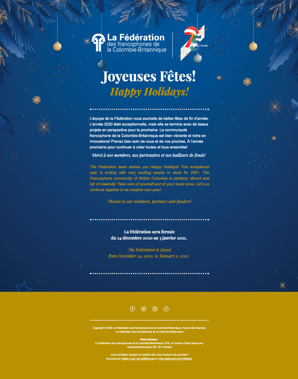 Infolettre Joyeuses fêtes